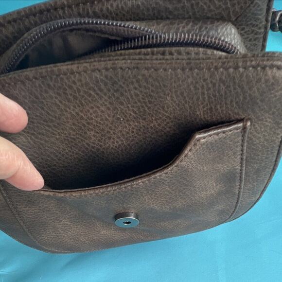 NEW Southwestern Women’s Vegan Brown Turquoise Concho Braided Shoulder Strap Bag - Picture 10 of 11